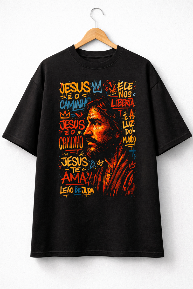 Oversized Full Jesus é o Caminho Preta - Frente