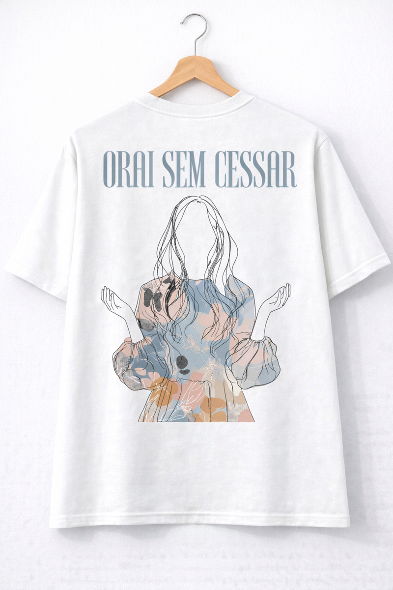 Orai Sem Cessar camiseta trandicional Branca - Costa