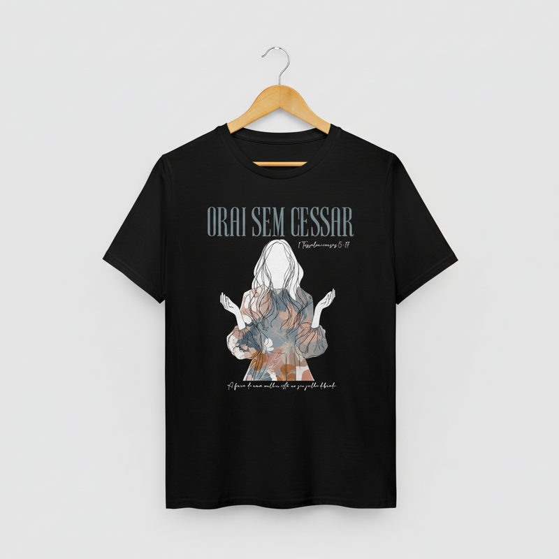 Camiseta Orai Sem Cessar Preto - Frente