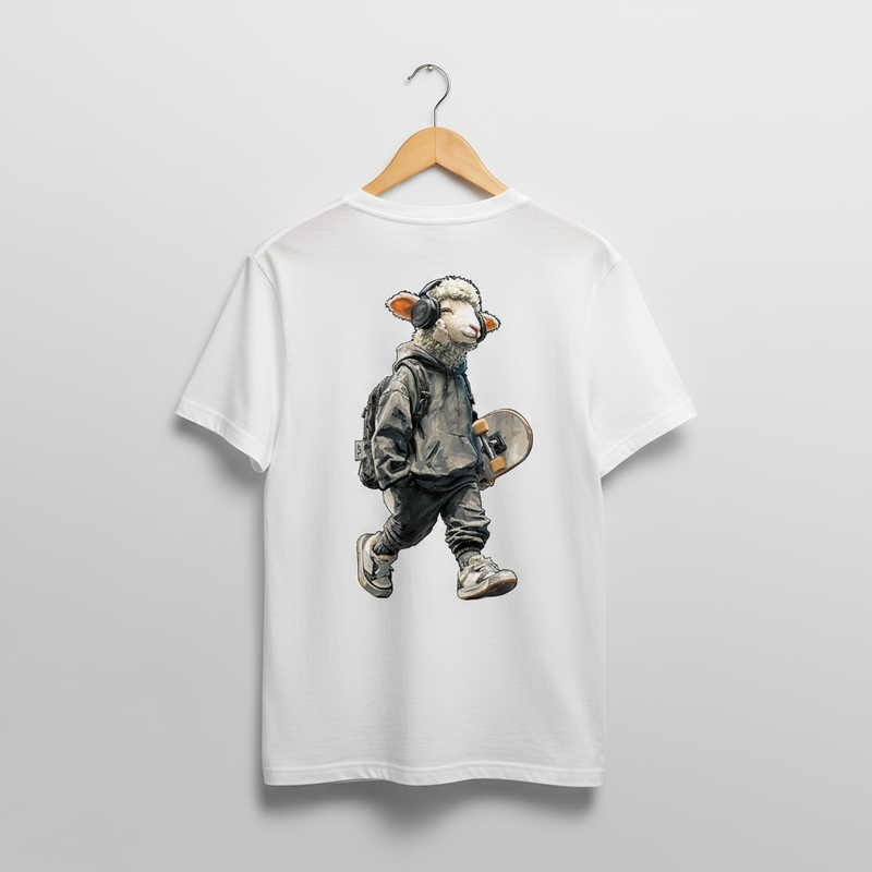 Camiseta Cordeiro Skate Branca - Frente
