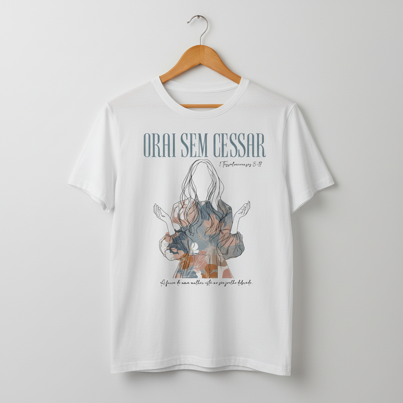 Orai Sem Cessar camiseta trandicional Branca - Frente