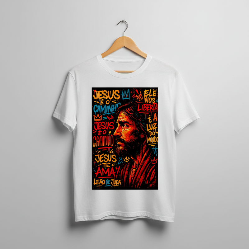 Camiseta Jesus é o Caminho Branca - Frente