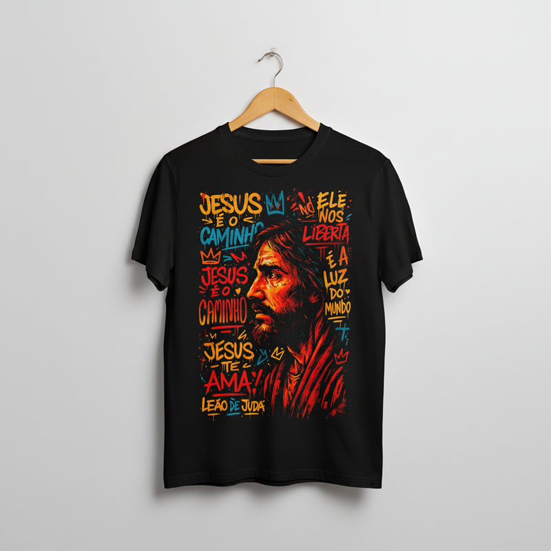 Camiseta  Jesus é o Caminho Preta - Frente
